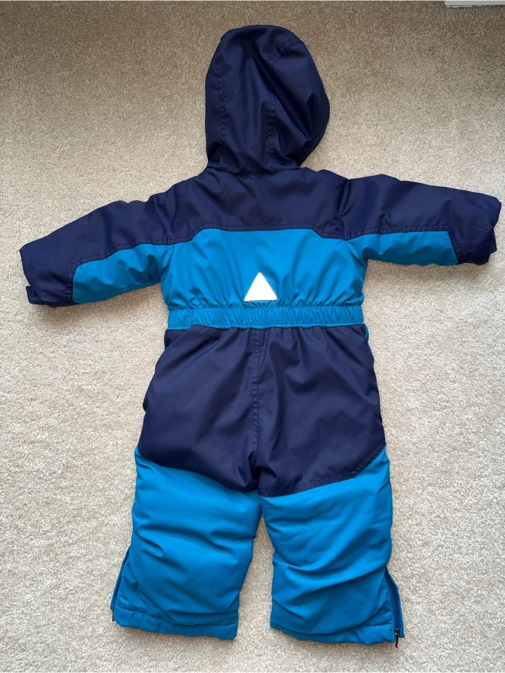 LL Bean Toddler One-Piece Snowsuit in Teal and Navy, Size 12-18 Months
